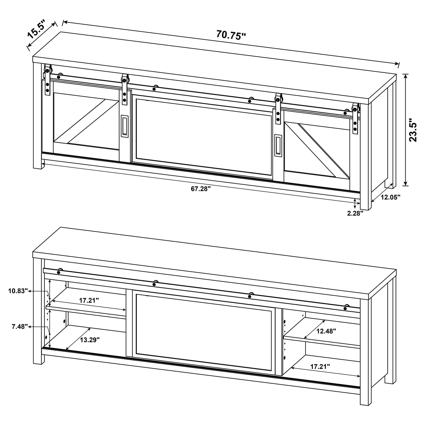 Enfield 71-inch TV Stand Fireplace Media Console Dark Pine