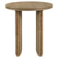 Adina Round Wood Side End Table Distressed Light Brown