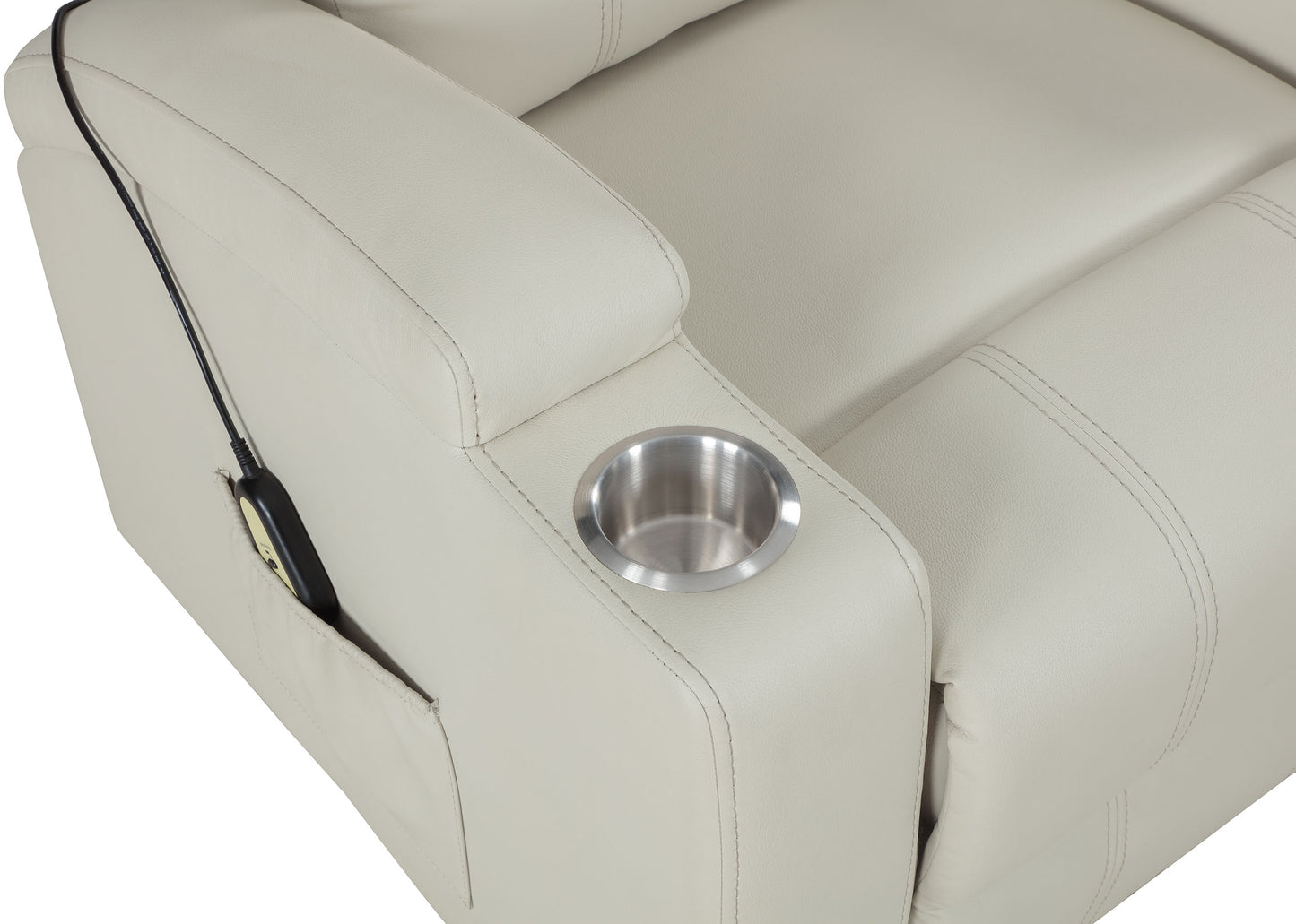 Armstrong Upholstered Power Lift Massage Recliner Ivory