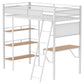 Campus 3-shelf Metal Twin Workstation Loft Bed Matte White