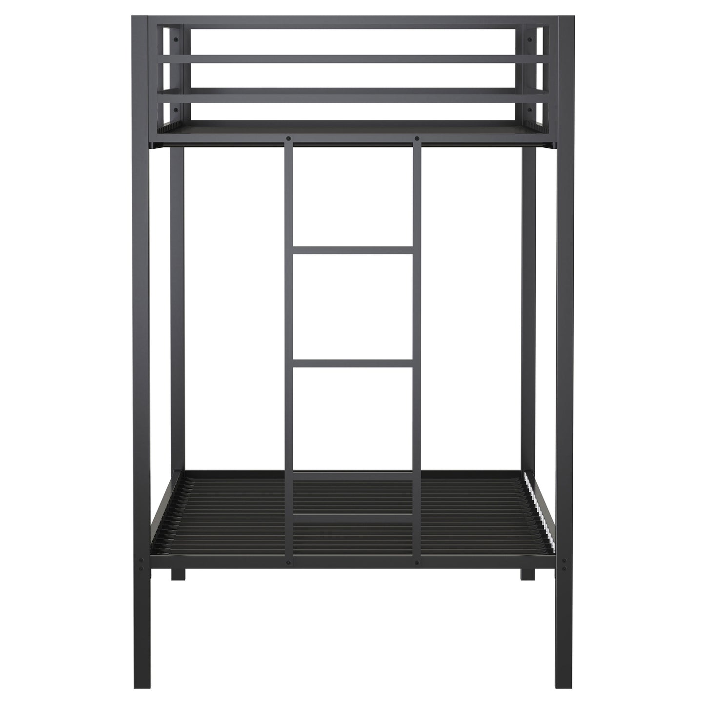 Alevera Metal Twin Over Twin Bunk Bed with Ladder Black