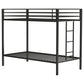Alevera Metal Twin Over Twin Bunk Bed with Ladder Black