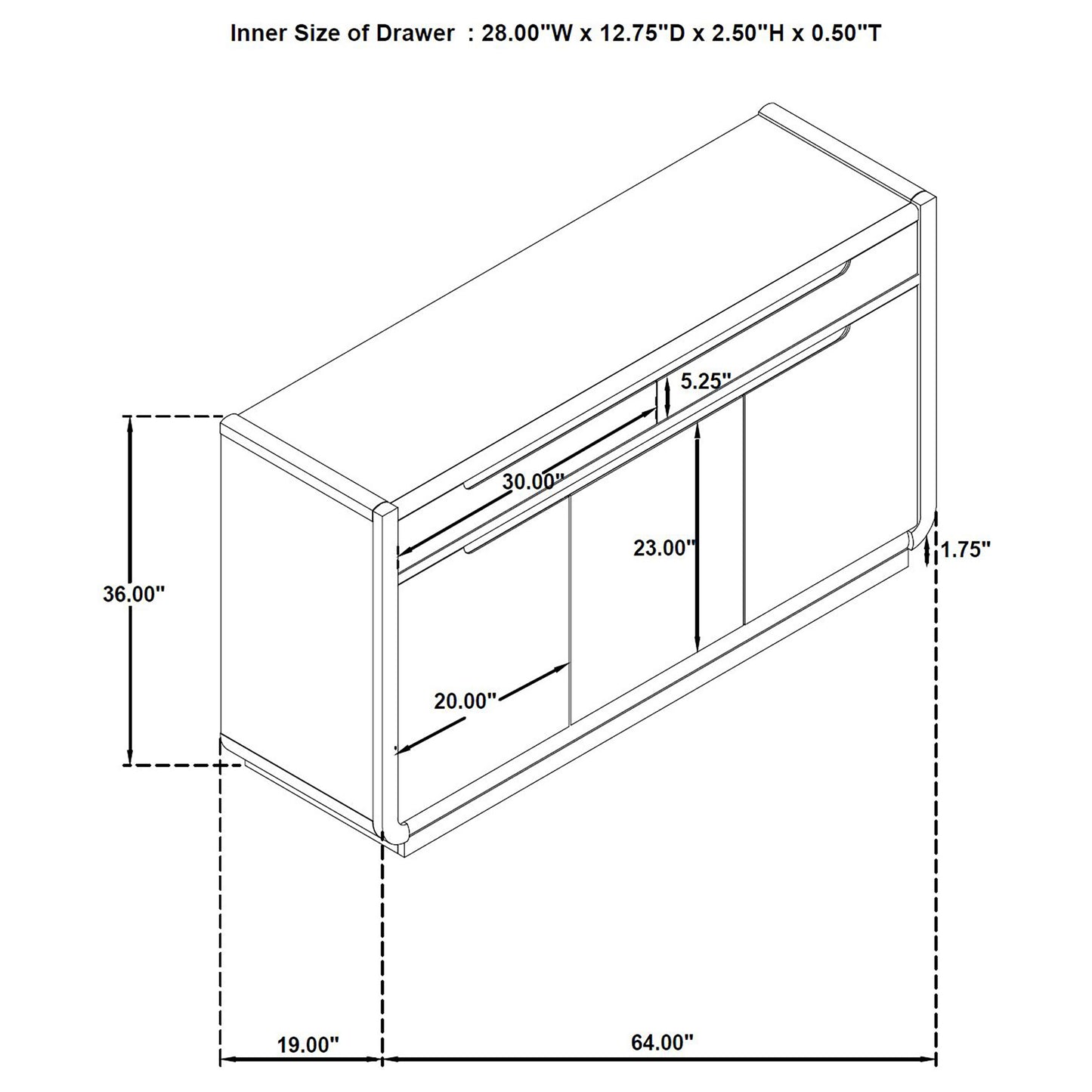 Leandro 2-drawer Dining Sideboard Server Burnished Black
