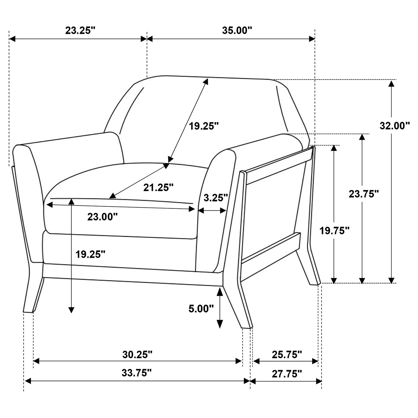 Vaughn Fabric Upholstered Flared Arm Accent Chair Grey