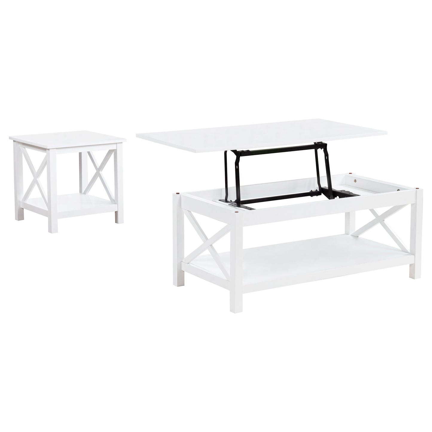 Skyview 2-piece Rectangular Lift Top Coffee Table Set White