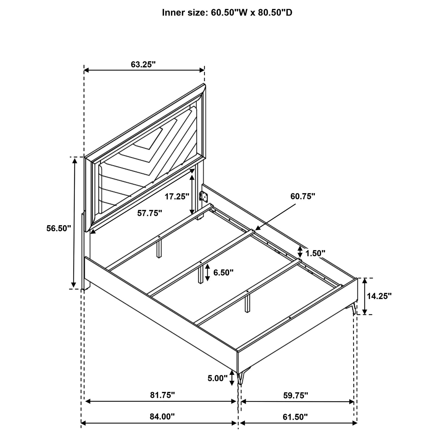 Cassia Queen LED Panel Bed White High Gloss