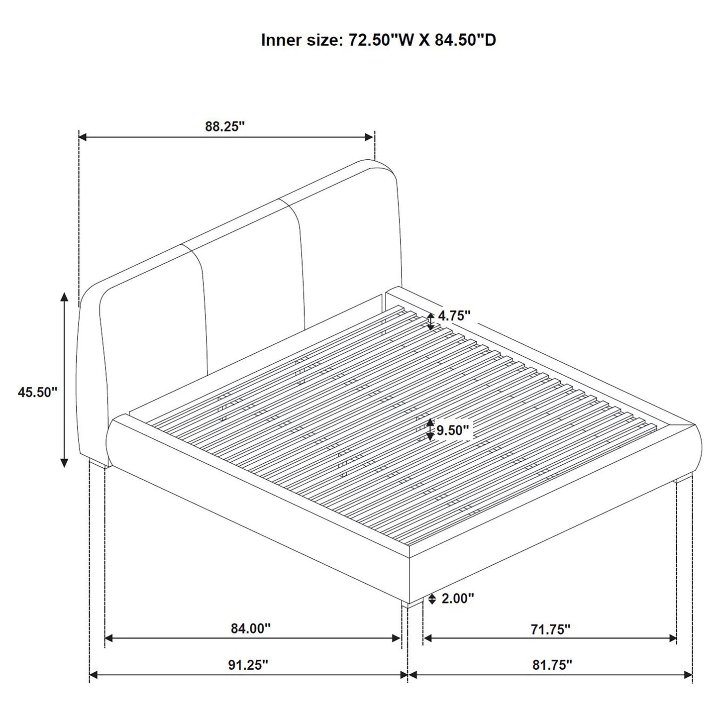 Mokena 46-inch Upholstered California King Platform Bed Taupe
