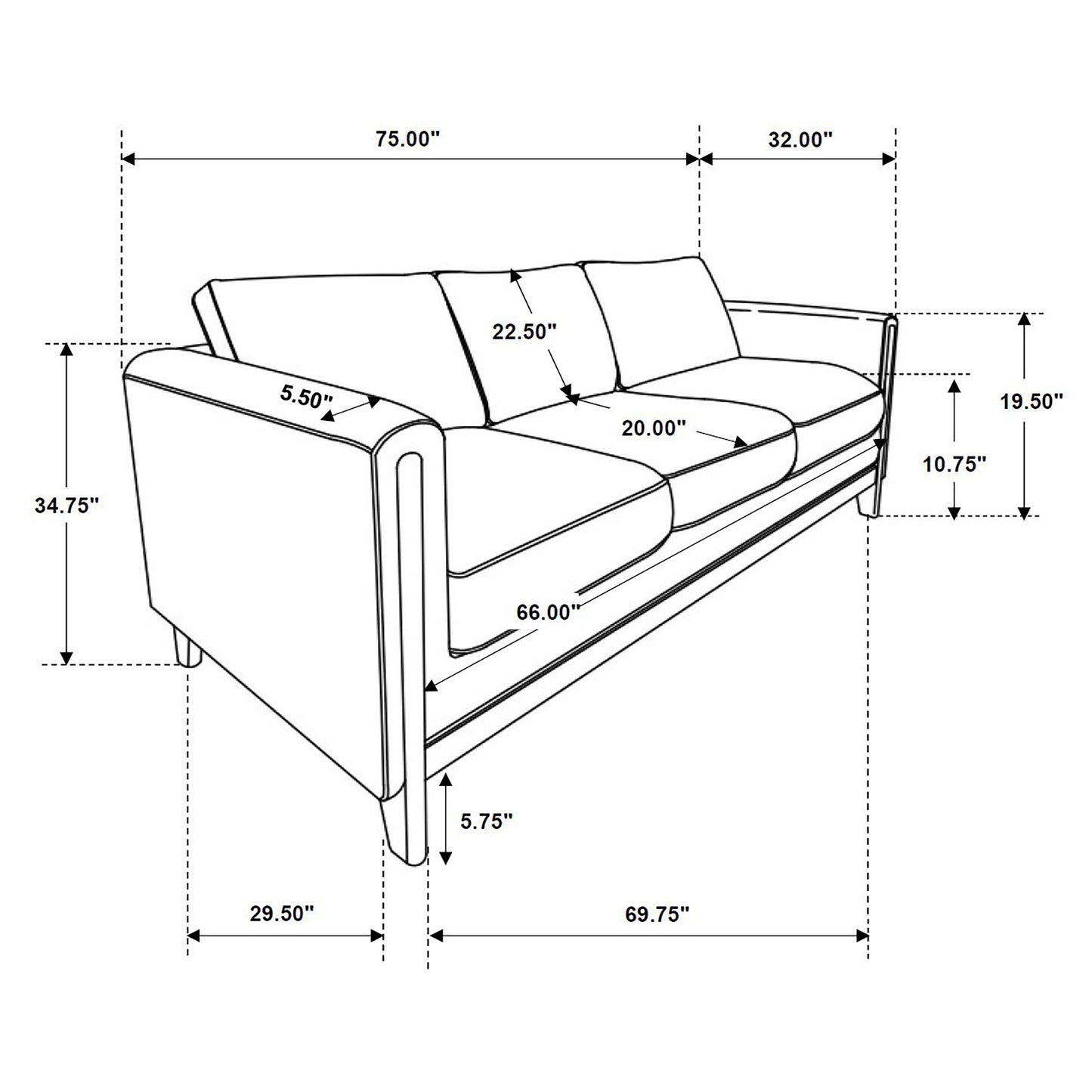 Islington 3-piece Upholstered Panel Arm Sofa Set Taupe