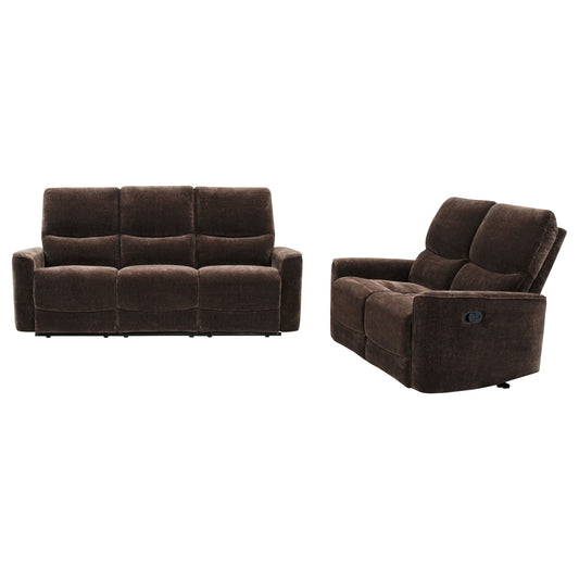 Navarro 2-piece Upholstered Reclining Sofa Set Dark Brown