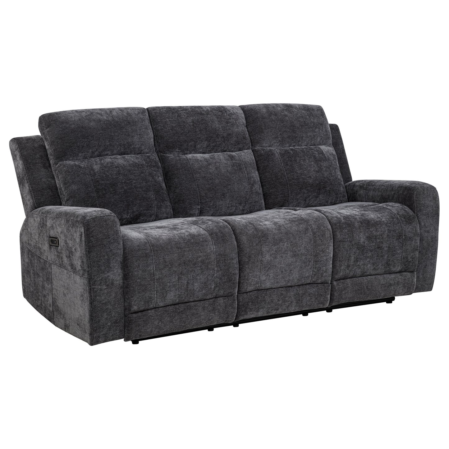 Kennett Chenille Upholstered Power Reclining Sofa Dark Grey