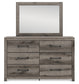Graystorm Twin Panel Bed with Storage with Mirrored Dresser