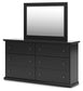 Maribel King Panel Bed with Mirrored Dresser and Nightstand
