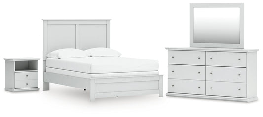 Bostwick Shoals Full Panel Bed with Mirrored Dresser and Nightstand