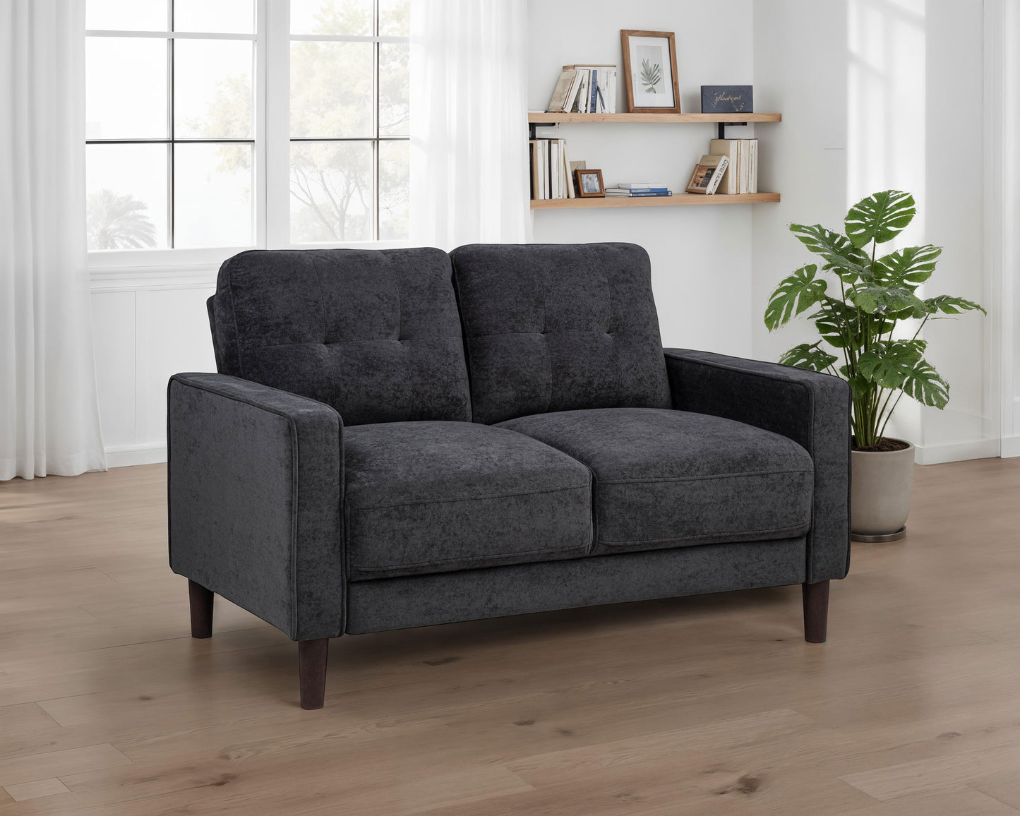 Bowen II Fabric Upholstered Track Arm Loveseat Steel Grey