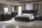 Lorient Queen LED Upholstered Wingback Bed Black