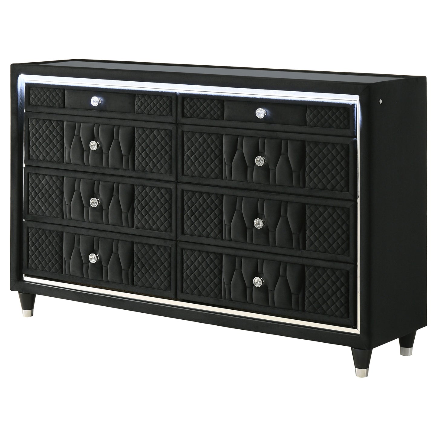 Lorient 8-drawer LED Bedroom Dresser Cabinet Black