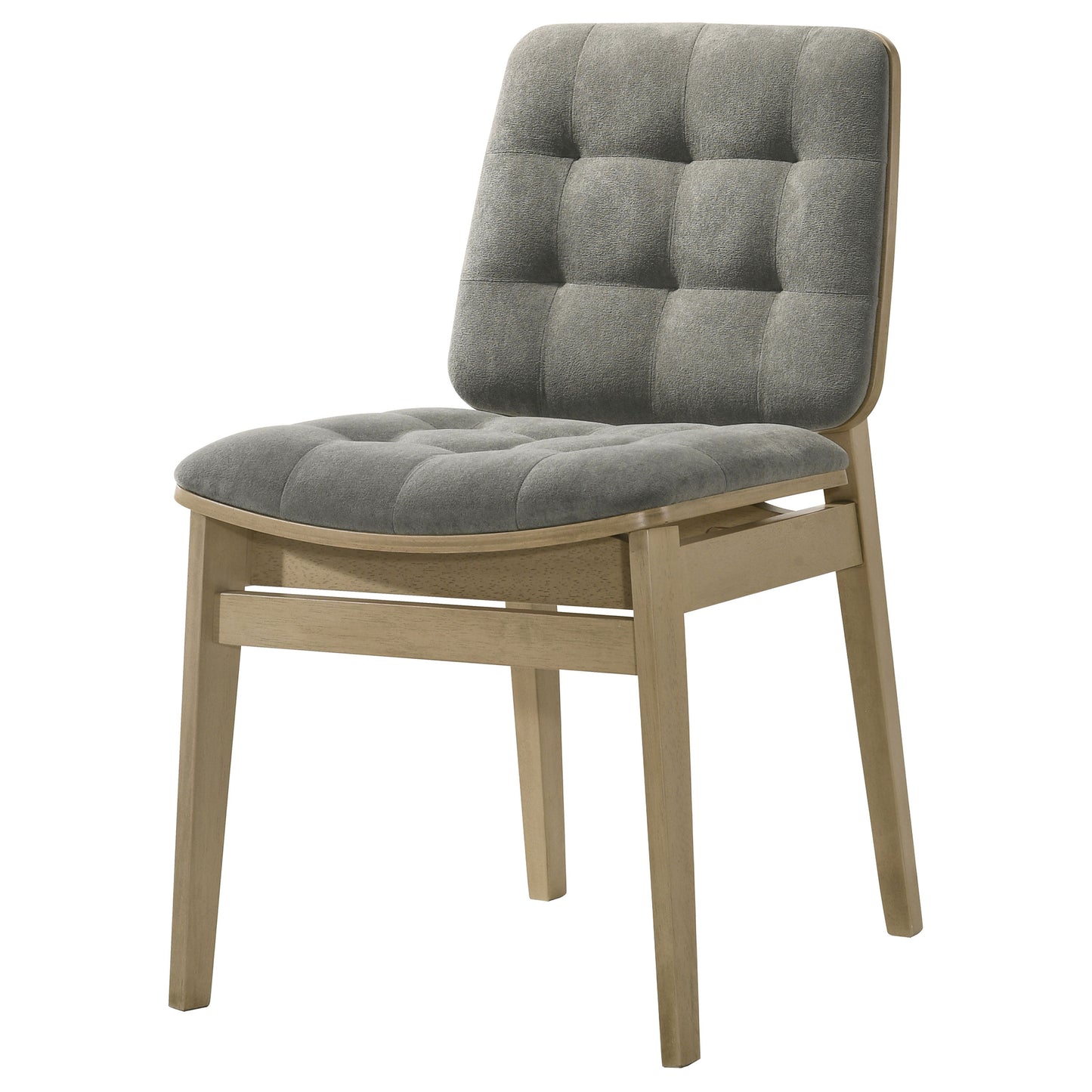Redbridge Velvet Upholstered Side Chair Grey and Natural Oak (Set of 2)