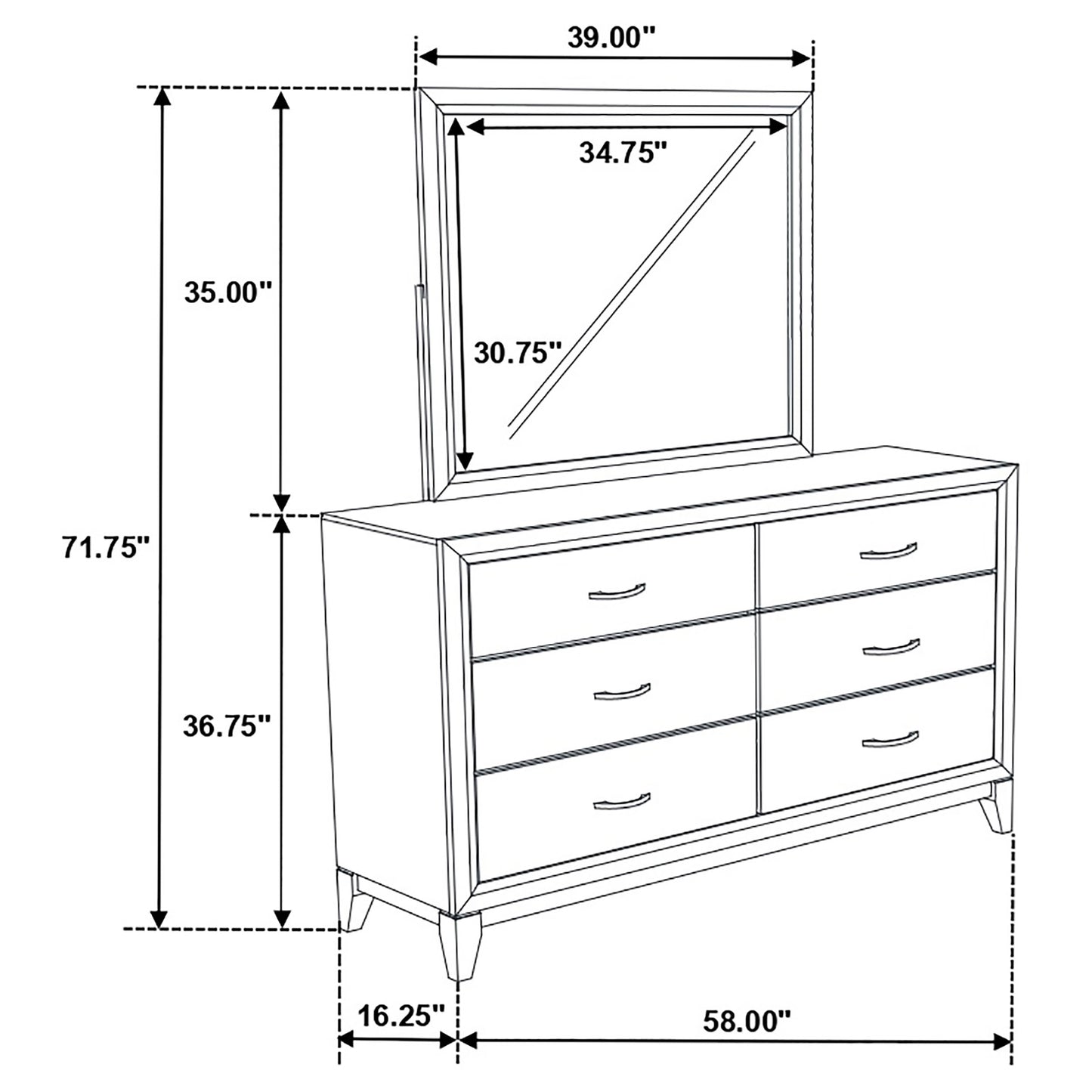 Watson 6-drawer Bedroom Dresser and Mirror Light Taupe