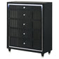 Ravenne 5-drawer Velvet Upholstered LED Chest of Drawers Black
