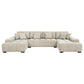 Cannella U-Shaped Double Chaise Upholstered Sectional Sofa Beige
