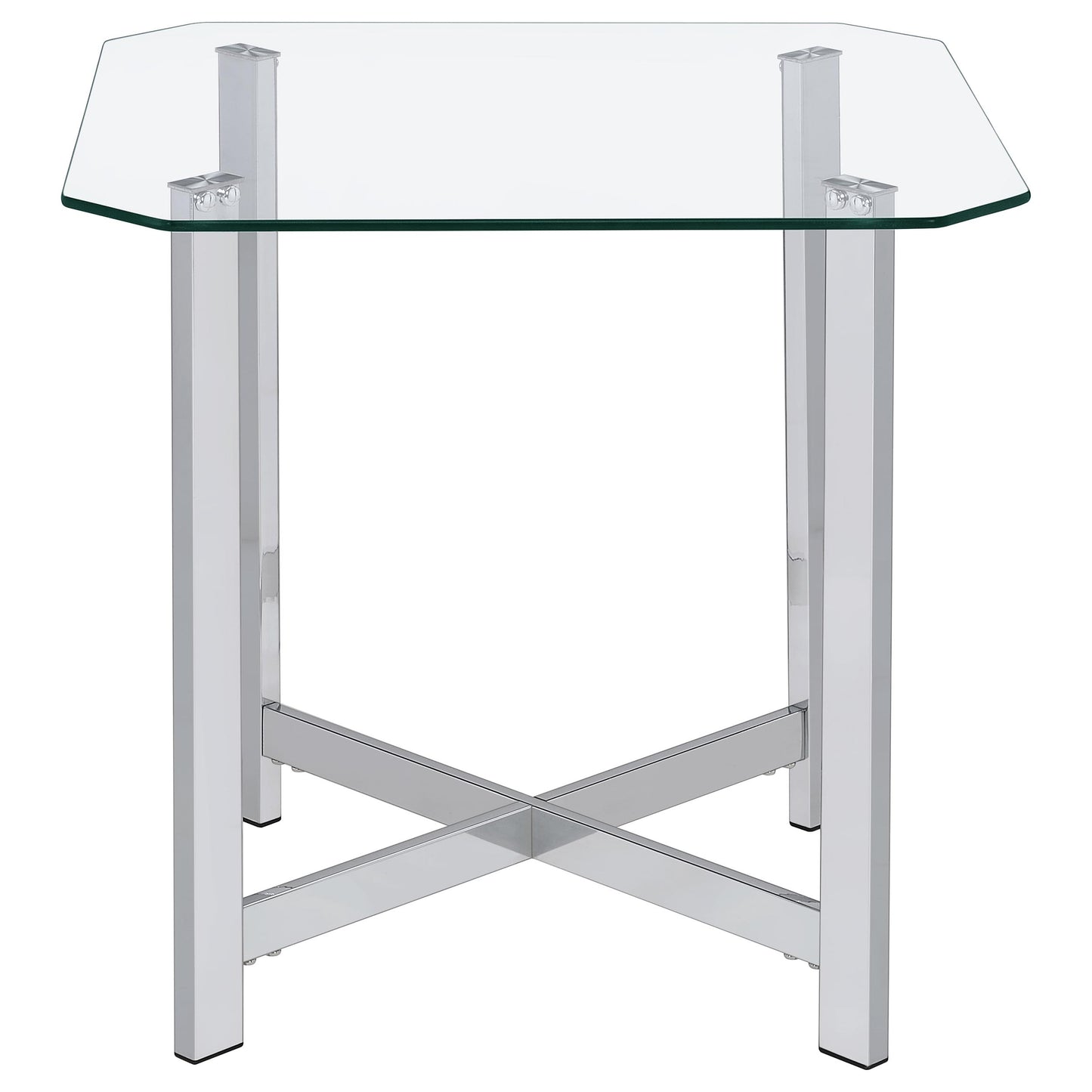 Cronin 2-piece Tempered Glass Top Coffee Table Set Chrome