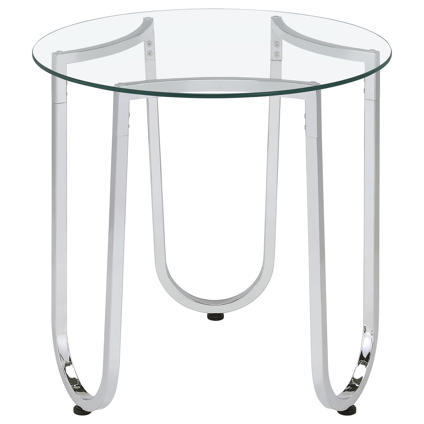 Beller 2-piece Round Tempered Glass Top Coffee Table Set Chrome