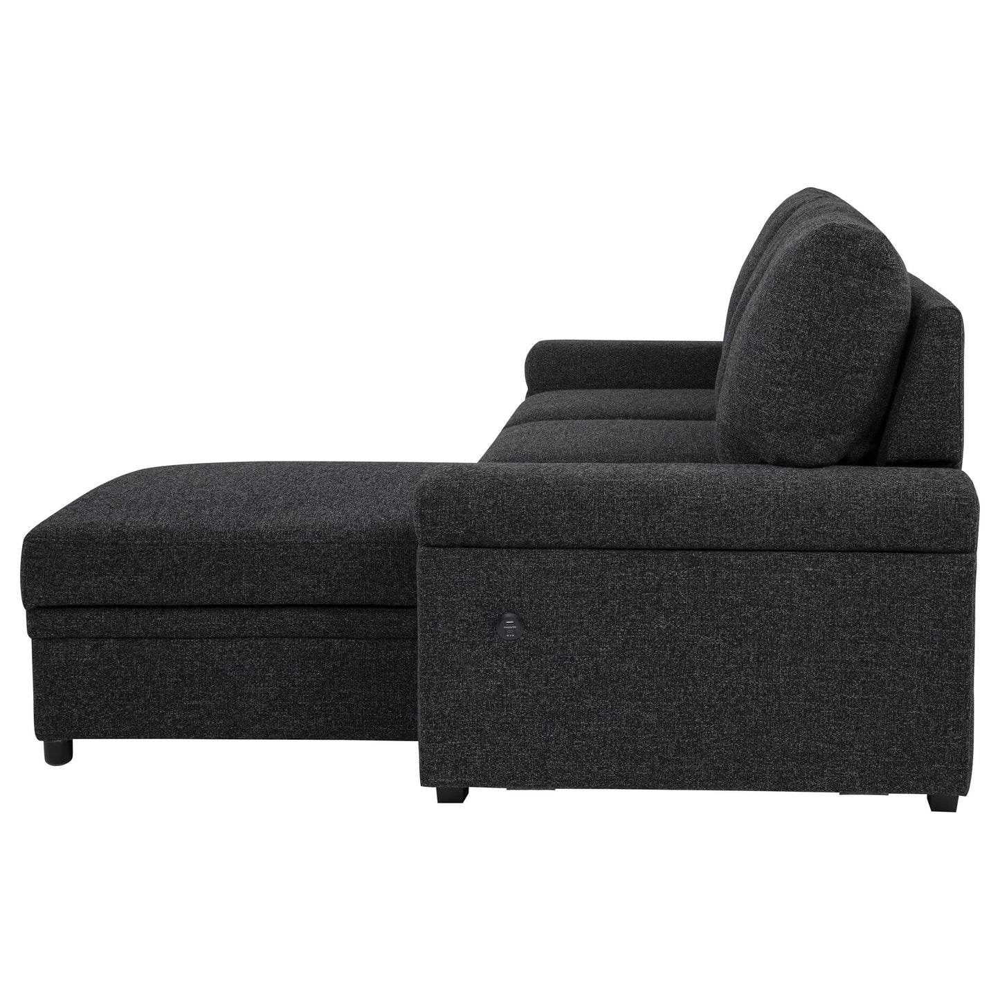 Demko Sleeper Sectional Sofa with Speaker and Storage Chaise Black