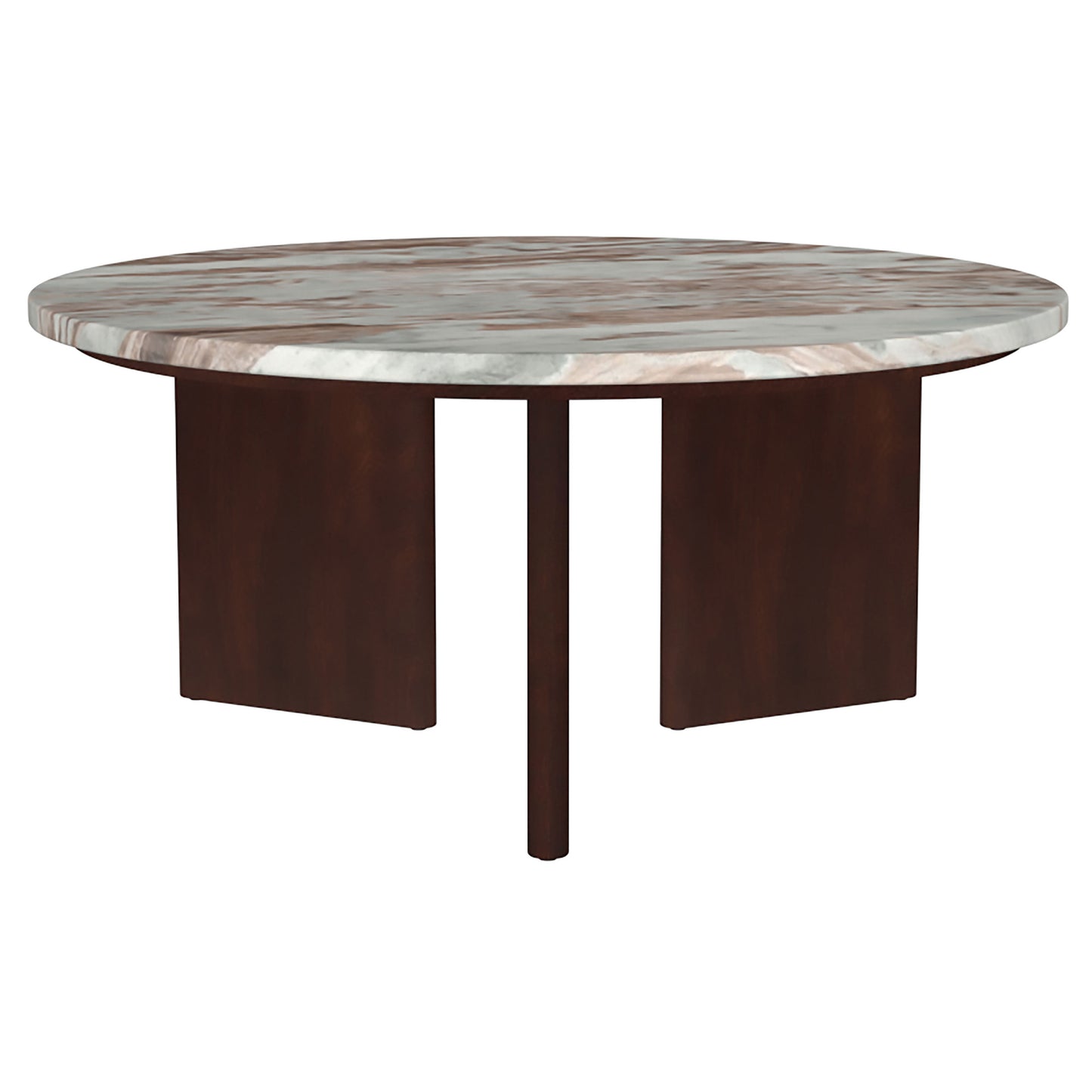 Jenna 3-piece Round Marble Top Coffee Table Set Brown