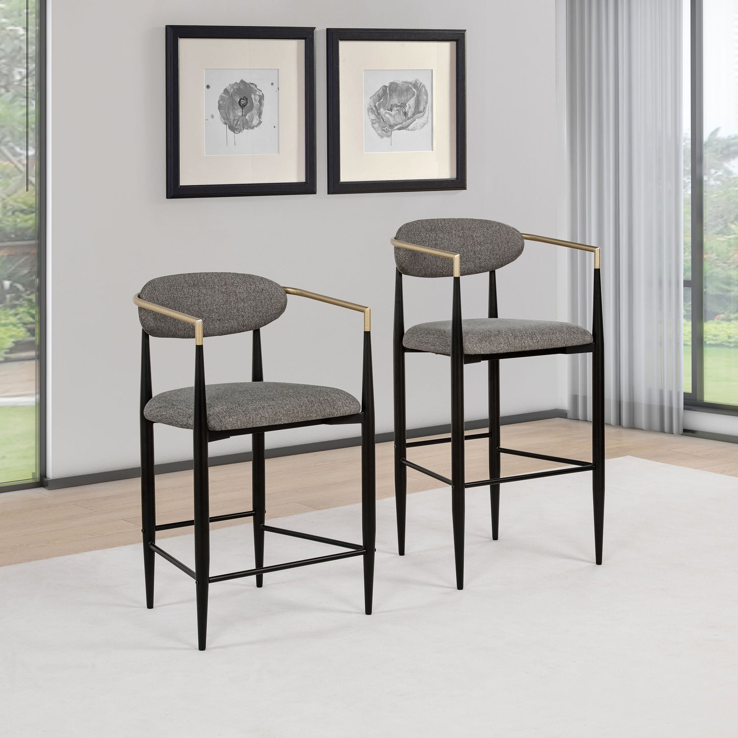 Tina Fabric Upholstered Counter Chair Dark Grey (Set of 2)