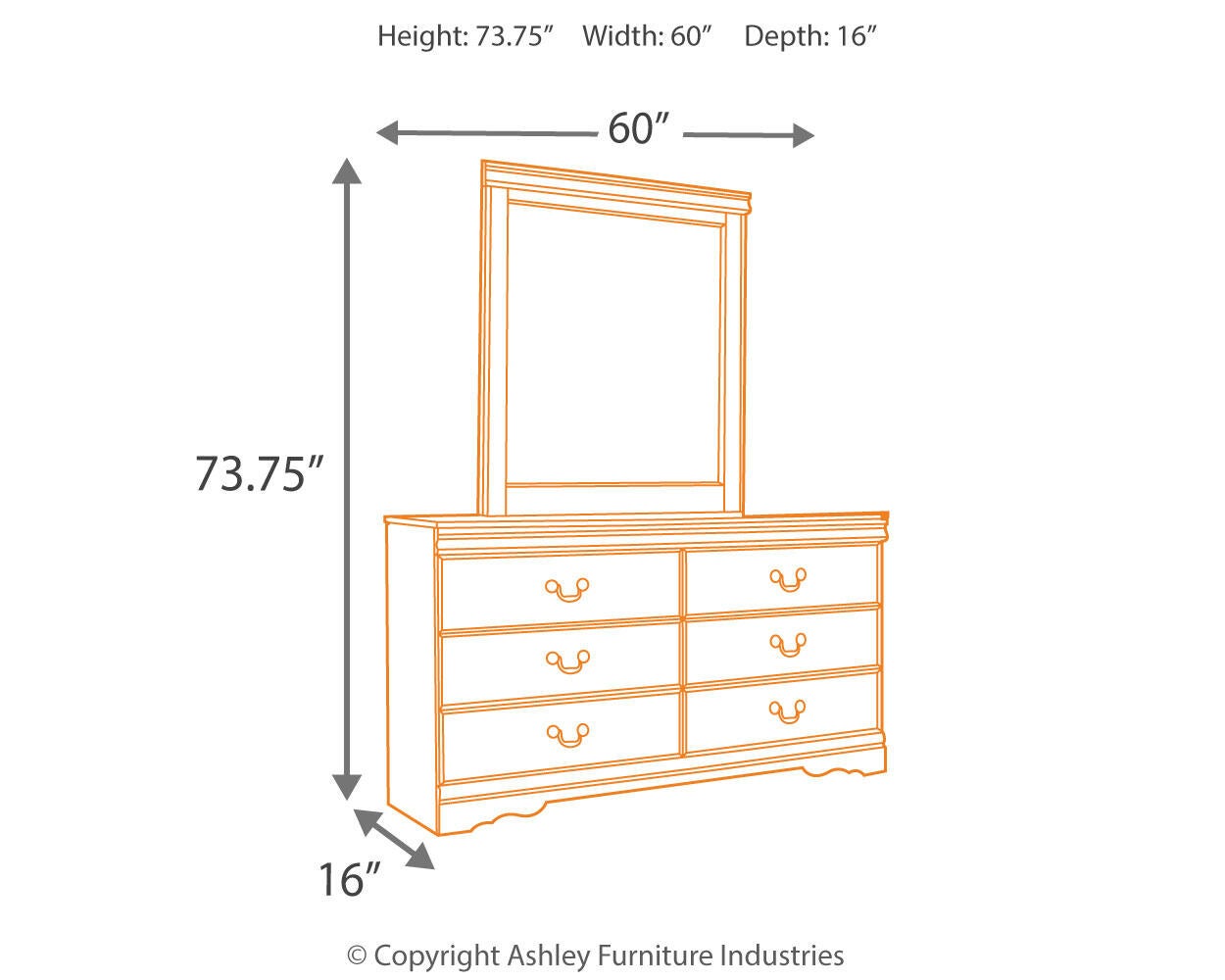 Huey Vineyard Twin Sleigh Headboard Bed with Mirrored Dresser