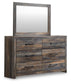 Drystan Full Bookcase Bed with 4 Storage Drawers with Mirrored Dresser