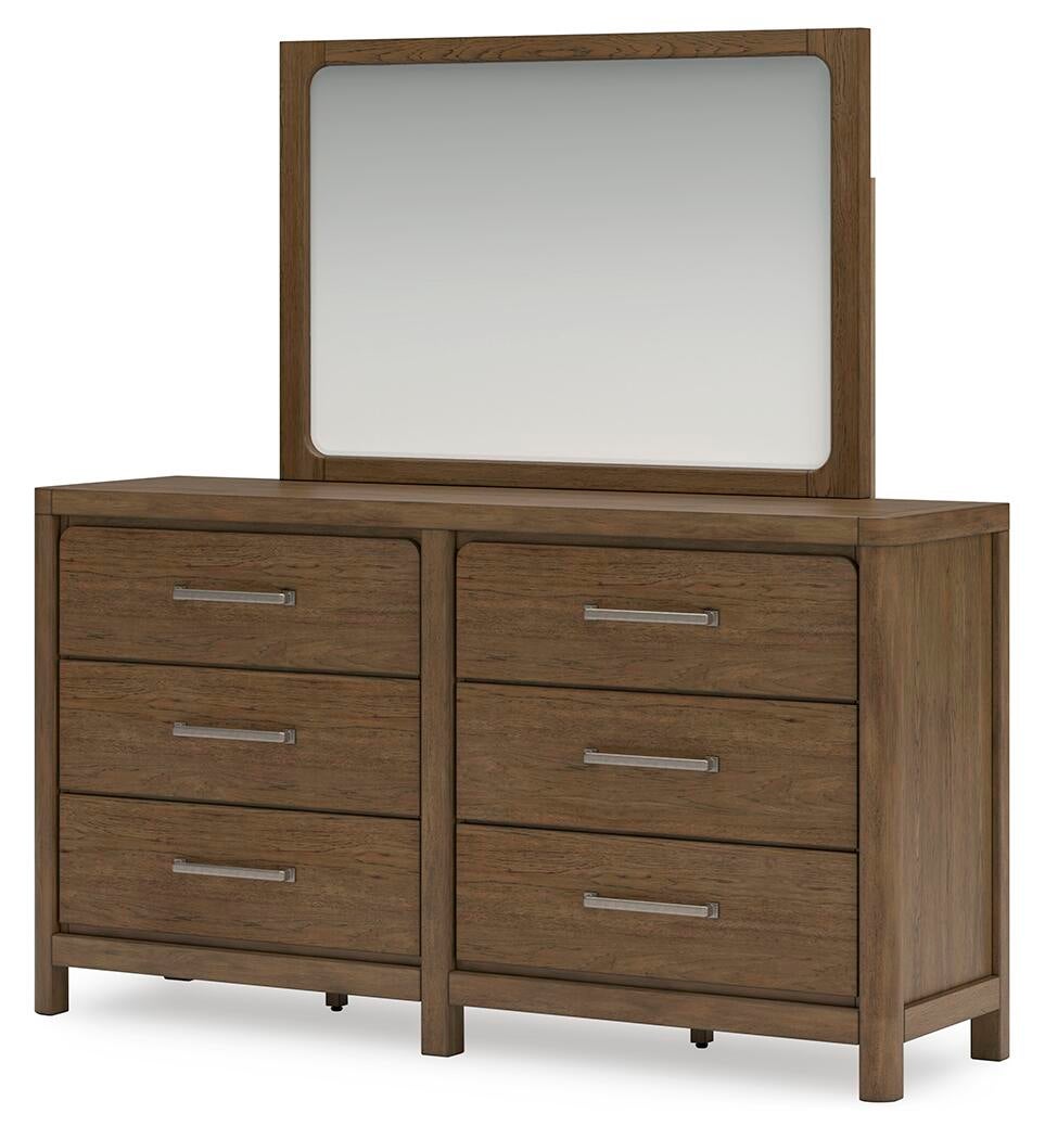 Cabalynn Queen Upholstered Bed with Mirrored Dresser, Chest and Nightstand