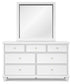 Fortman California King Panel Bed with Mirrored Dresser, Chest and Nightstand