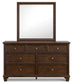 Danabrin Queen Panel Bed with Mirrored Dresser and Nightstand