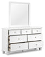 Fortman California King Panel Bed with Mirrored Dresser and Nightstand