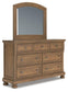 Feddinger California King Storage Sleigh Bed with Mirrored Dresser and Nightstand