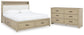 Calmoro King Bookcase Bed with Mirrored Dresser