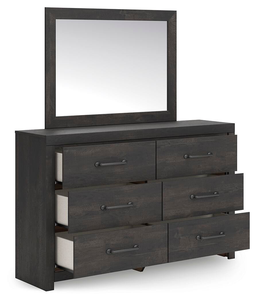 Hollivern King Panel Bed, Dresser and Mirror