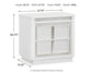 Chalanna California King Upholstered Storage Bed, Dresser, Mirror and Nightstand