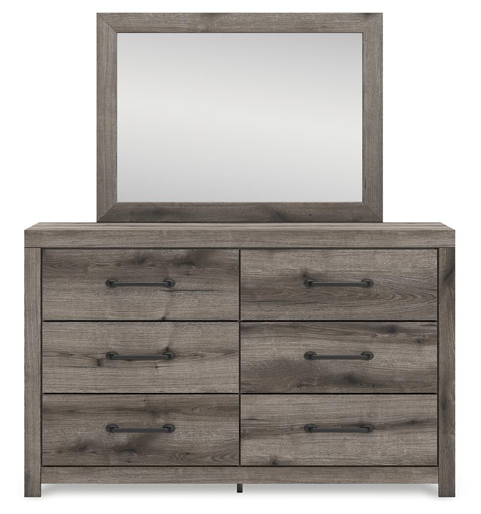 Graystorm King Panel Bed, Dresser, Mirror, Chest and Nightstand