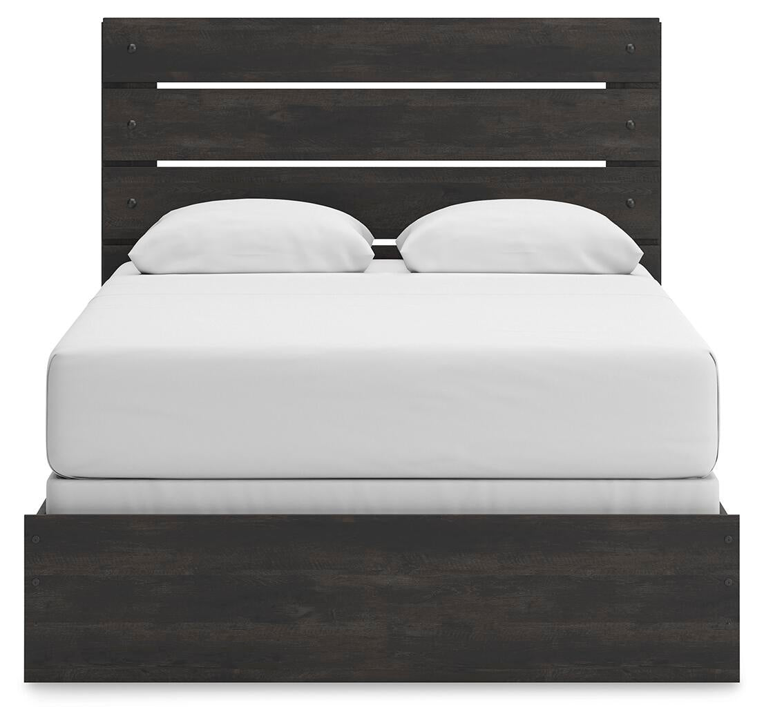 Hollivern Queen Panel Bed, Dresser, Mirror, Chest and Nightstand