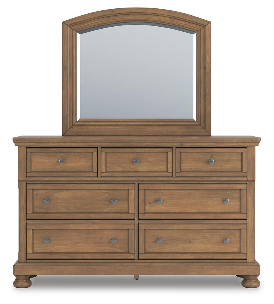 Feddinger King Panel Bed with Mirrored Dresser
