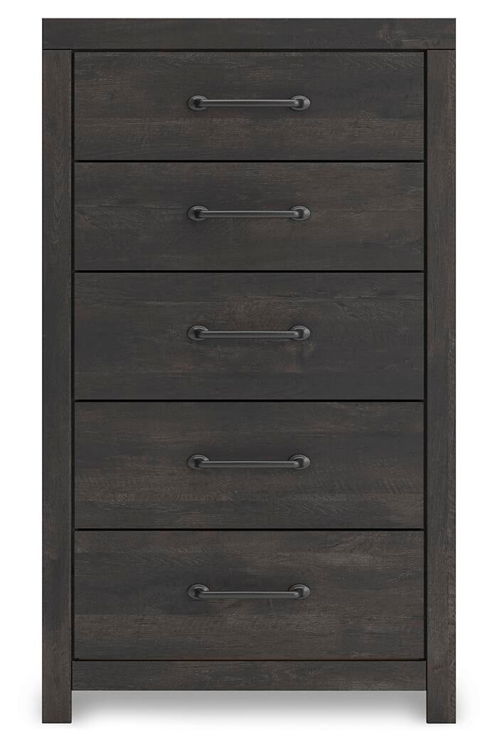 Hollivern Full Panel Storage Bed, Dresser, Mirror, Chest and Nightstand