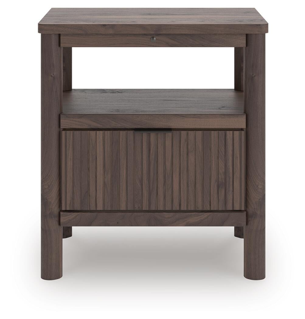 Pamytta King Upholstered Panel Platform Bed, Dresser, Mirror and Nightstand