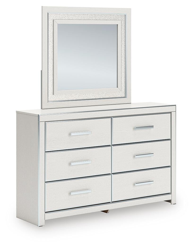 Zuraleus Queen Upholstered Panel Platform Storage Bed, Dresser and Mirror
