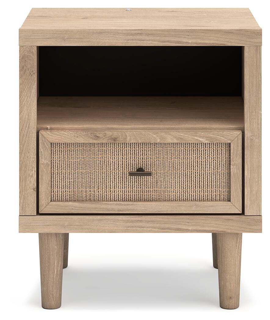 Cielden California King Upholstered Bed with Roll Slats, Dresser, Mirror, Chest and Nightstand