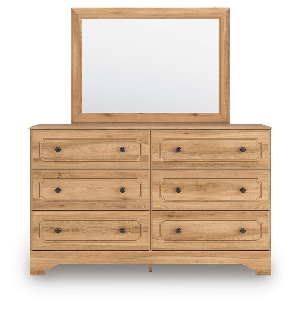 Aleaport King Panel Bed with Mirrored Dresser and Nightstand