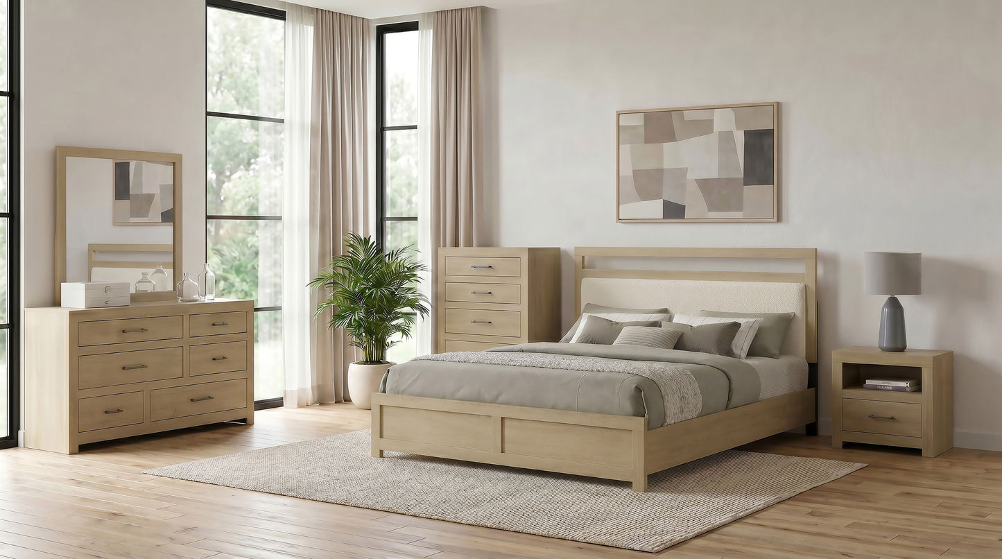 Hendricks Eastern King Panel Headboard Platform Bed Light Oak