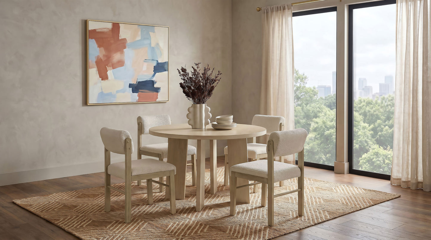 Strouse 47-inch Round Wood Dining Room Table Natural Oak