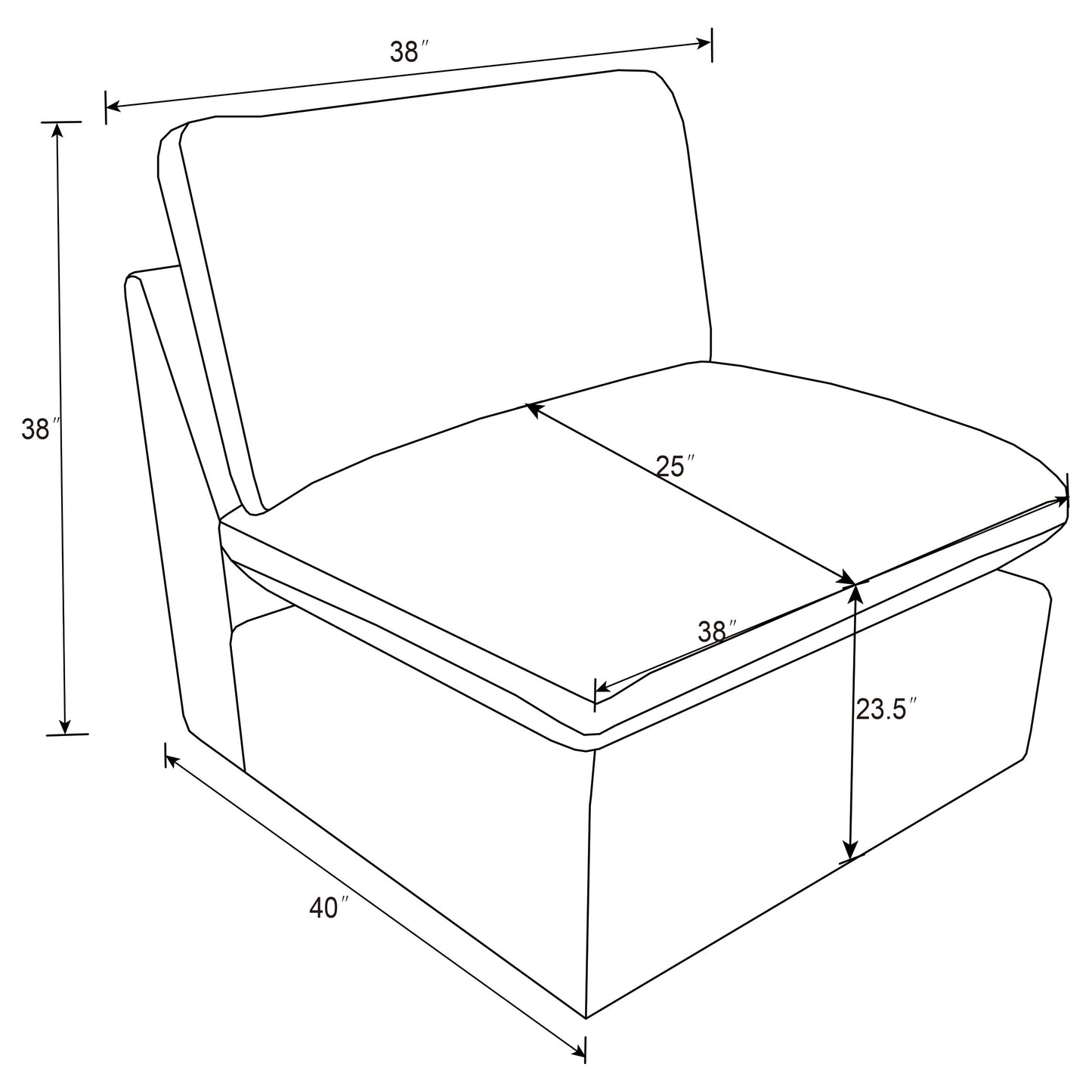 Collins Modular Armless Chair Chocolate Brown